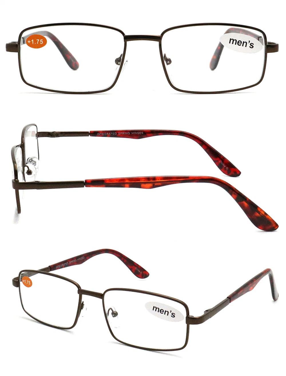 Full Frame Square Mens Metal Reading Glasses Metal Reading Glasses Square Gold