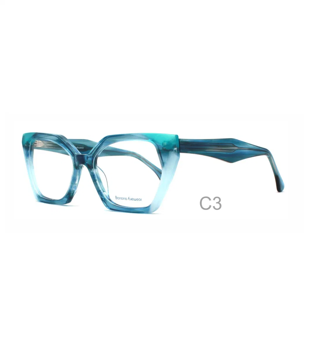 Women Funky Cat Eye Lamination Acetate Eyewear Frames