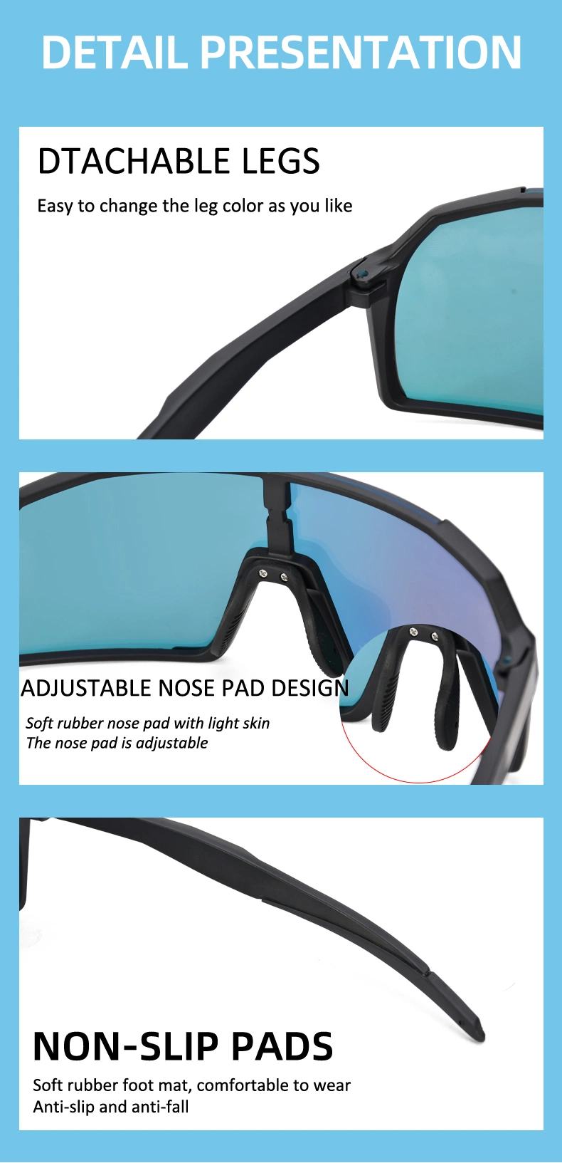 Top Selling Custom Logo UV400 Polarized Cycling Sunglasses Youth Outdoor Sport Running Sun Glasses