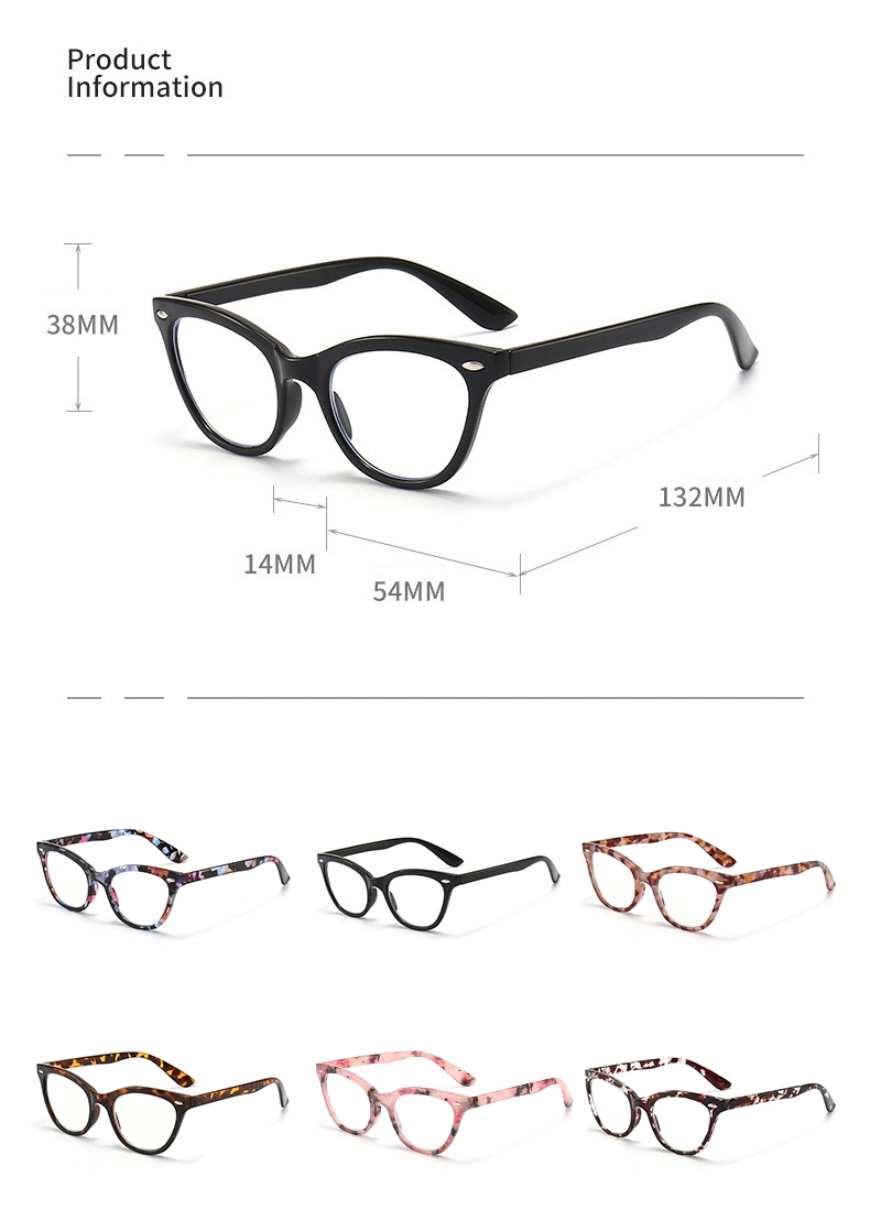 Hot Selling Retro Fashion Classic Cat Eye Anti Blue Light Blocking Eyeglasses Women Colorful Reading Glasses
