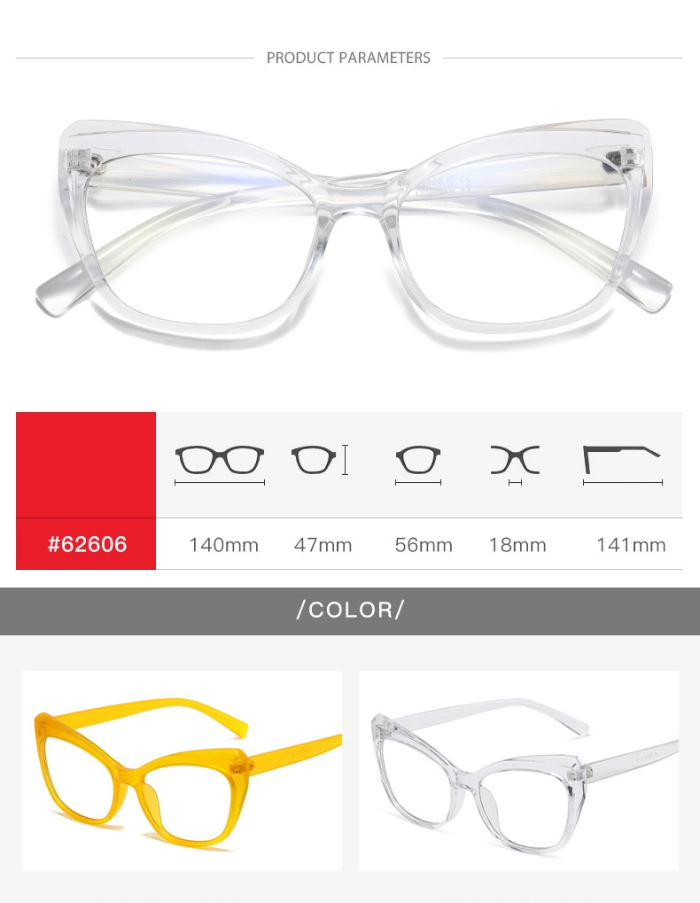New Custom Logo Fashion Retro Trend Style Anti Blue Light Eyeglasses Cat Eye Women Colorful Reading Glasses