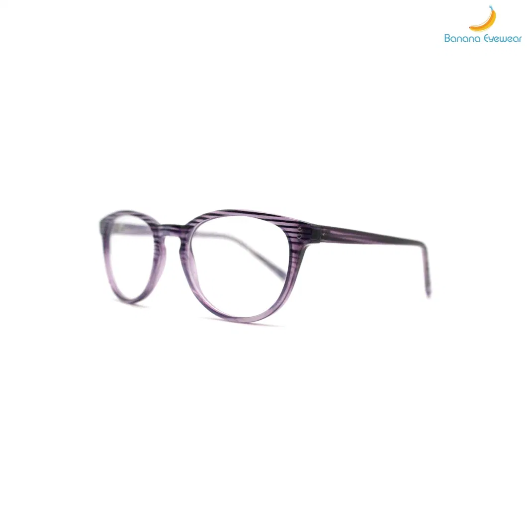 Unisex Basic Retro Round Injection Eyeglasses Optical Frame with Silver Decoration