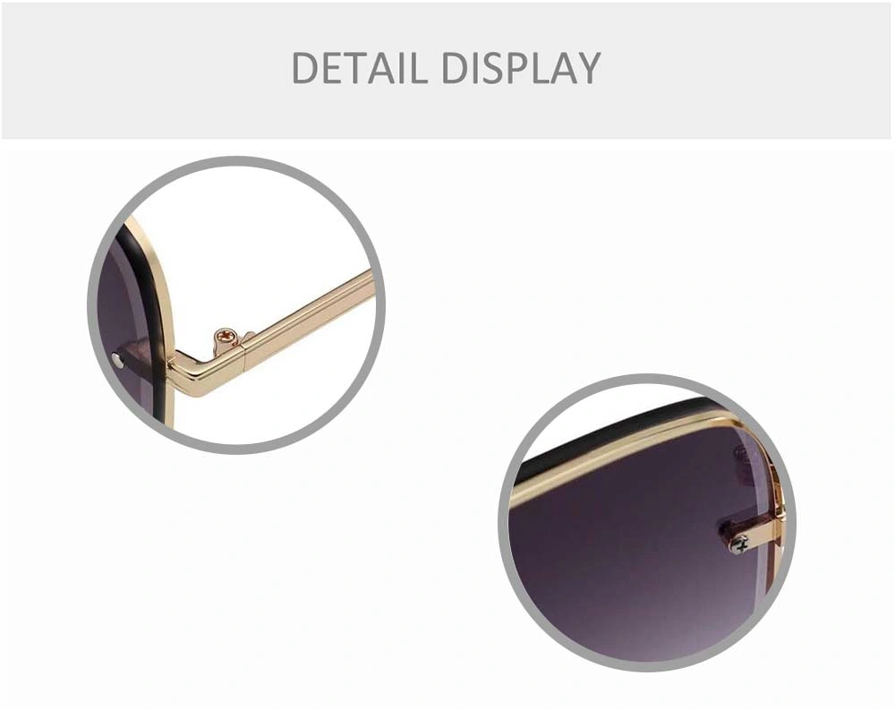 Gd Big Square Fashion Colorful Rimless Sunglasses Metal Sun Glasses UV400 Anti-UV Mirror Eyeglasses