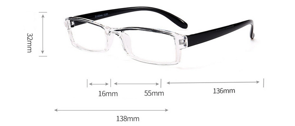 New Arrival OEM High Quality Full Rim PC Transparent Rectangle Frame Unisex Reading Glasses