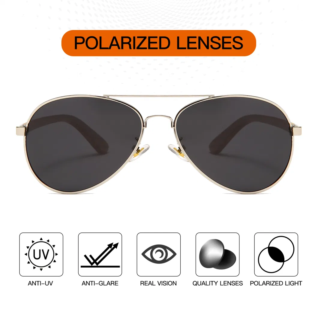 Customized Shades Sunglasses 2023 Fashion Eyewear High Quality Metal&Wood Sports Anti-UV Sun Glasses Mens Polarized Sunglasses