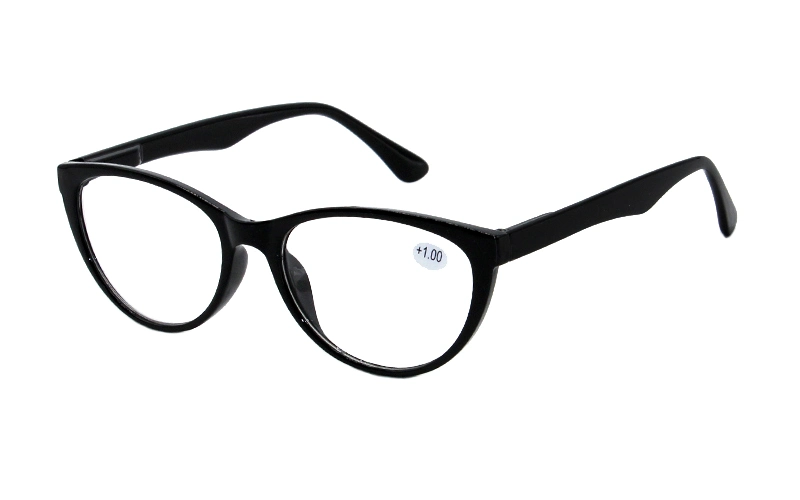 Transparent Round Unobvious Cat Eye Spring Hinge Uneven Temple Reading Glasses