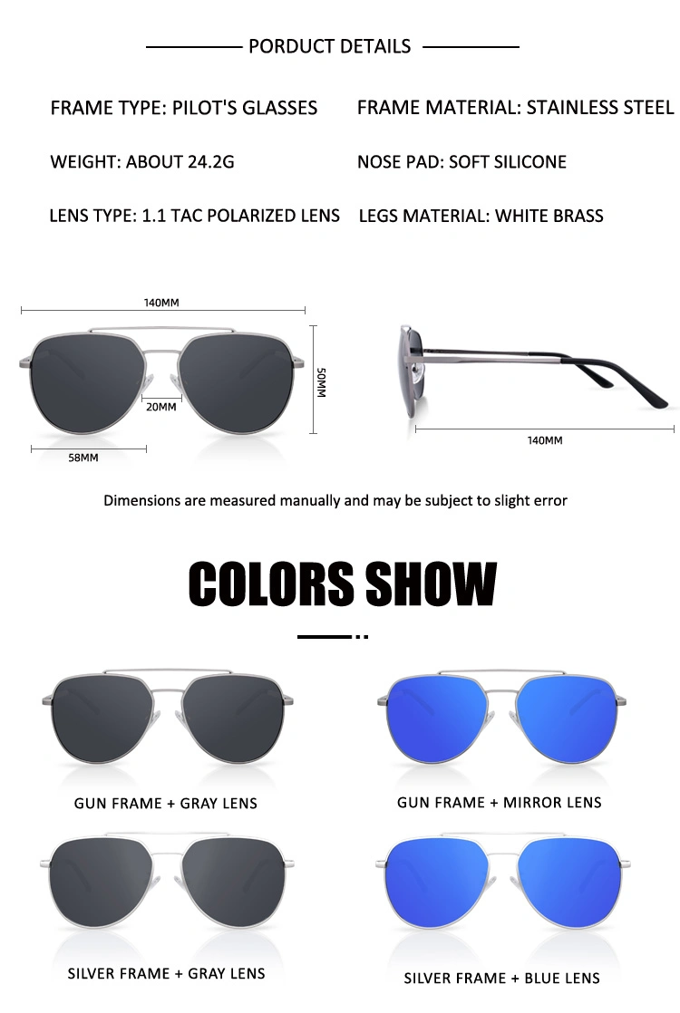 Double Bridge Luxury Fashion Sunglasses Polarized Men Sun Glasses Outdoor Man Popular Eyeglasses