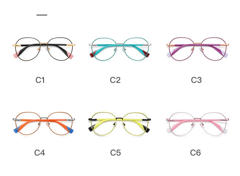 2024 New Classical Progressive Fashion Candy Colors Custom Logo Oval Metal Frame PC Lens Blue Light Blocking Reading Glasses