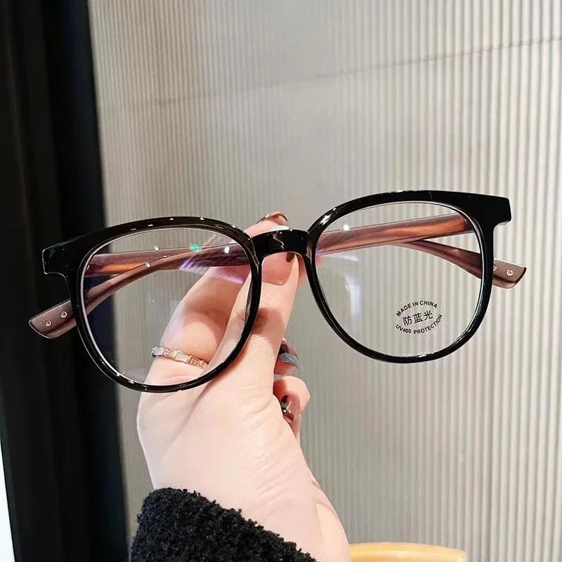 Vintage Tr90 Anti-Blue Light Eyeglasses Women Computer Goggles Optical Spectacle Eyewear Korean Fashion Wood Leg Plain Glasses