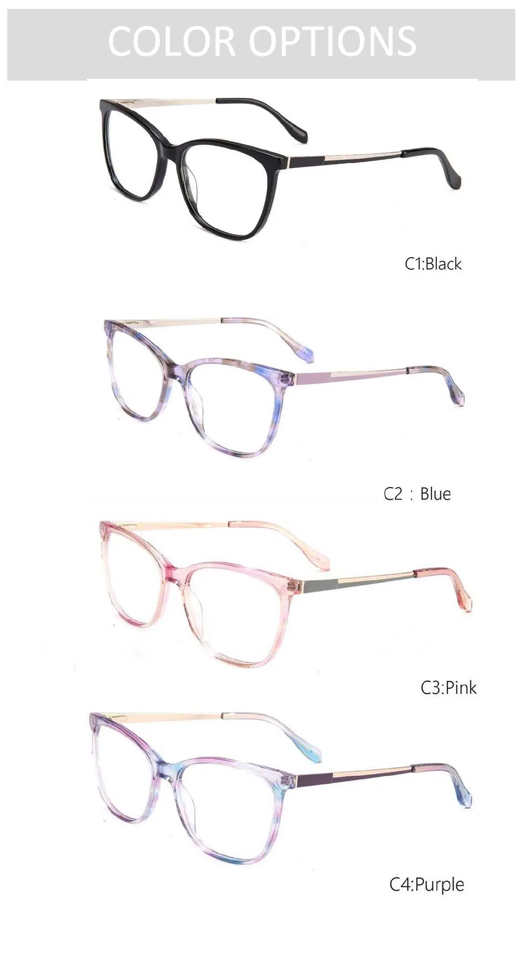 Gd Colorful Rainbow Color Women Beautiful Design Spectacle Women Acetate Eyewear Optical Frames