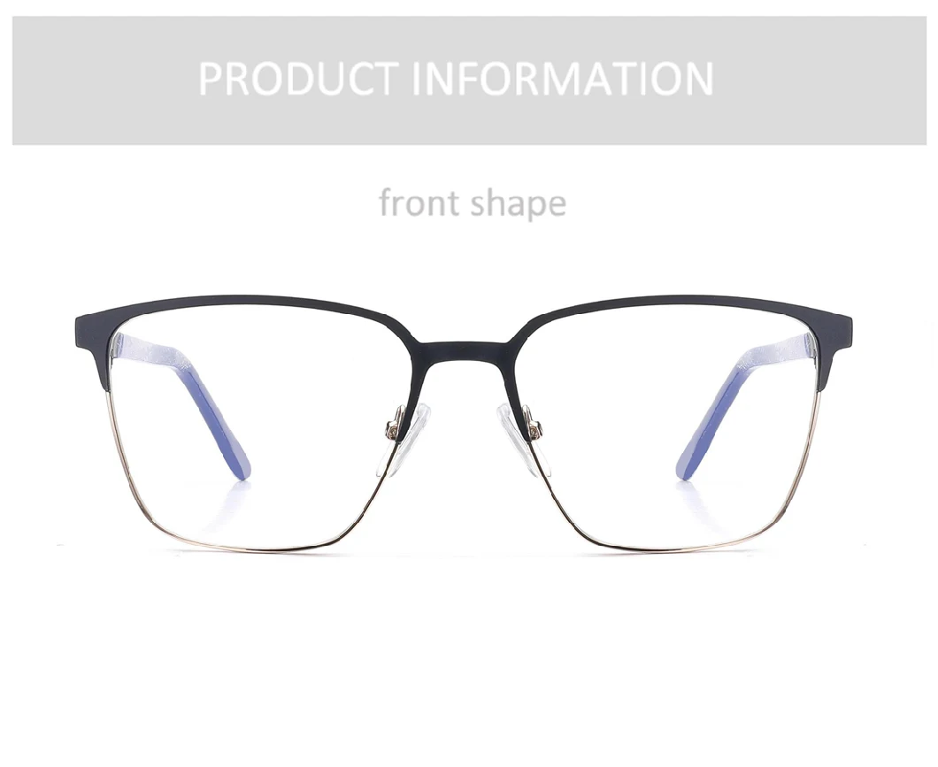 Metal Square Frames Eyeglasses Anti Blue Light Glasses for Men