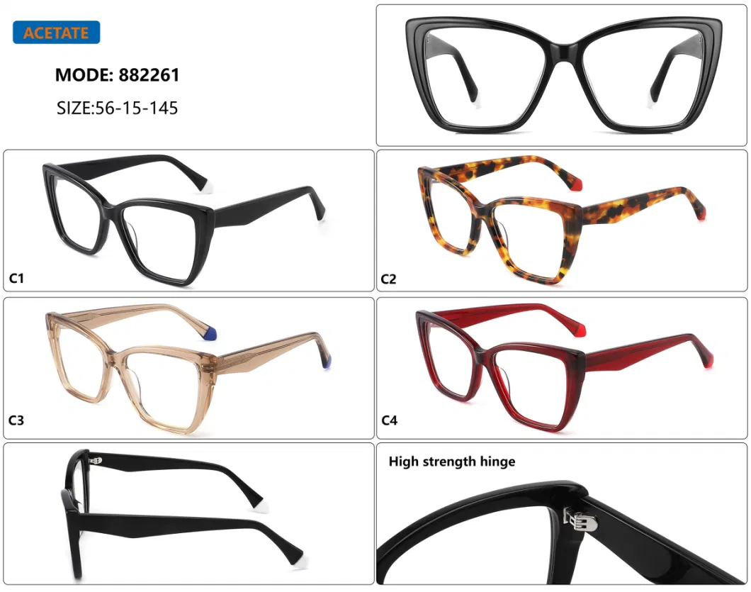 Wholesale Oversized Acetate Spectacle Crystal Vision Eyewear Unisex Optical Frame