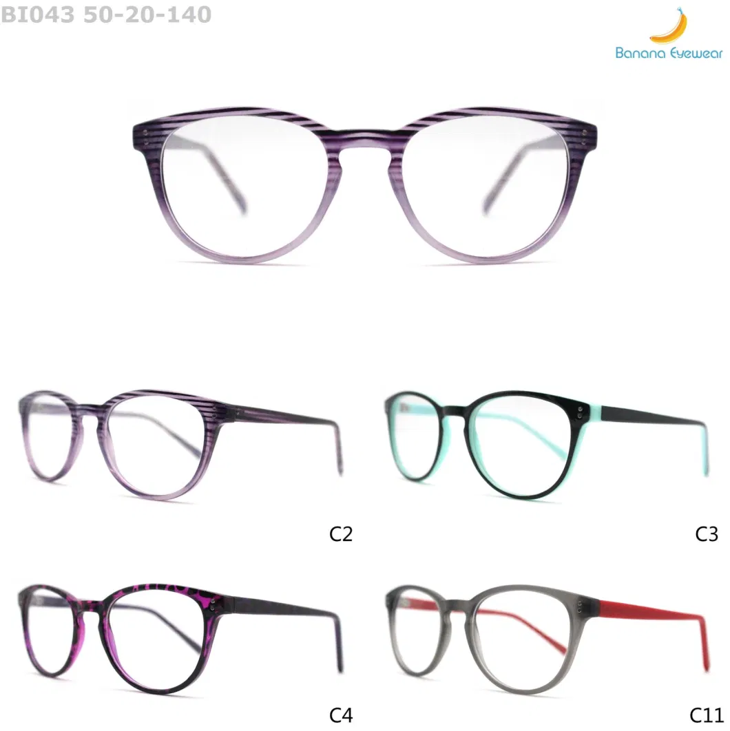 Unisex Basic Retro Round Injection Eyeglasses Optical Frame with Silver Decoration