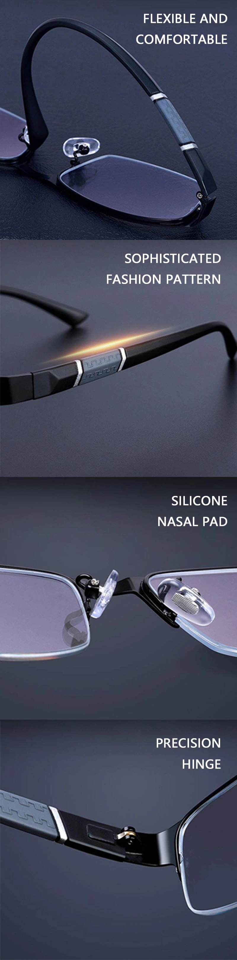 2024 Unisex Cheap Semi Frames Anti Blue Light Plain Spectacles Men Rectangle Eyeglasses Frame Flexible Custom Reading Glasses