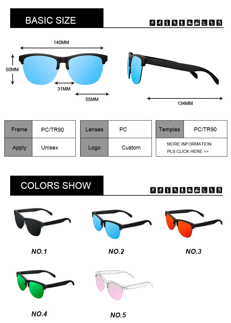 Safety Sunglasses Tr90 UV400 Metal Logo for Sun Glasses Custom Logo Branded Polarized Gafas De Sol