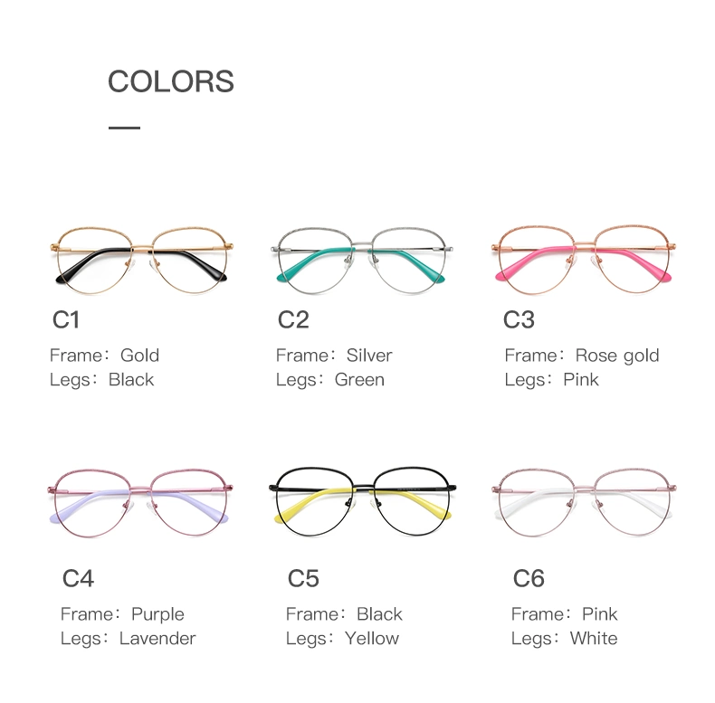 Fashion High Quality Glasses Women Optical Anti Blue Light Eyeglass Frames Manufacturers Computer Spectacle China Wholesale Metal Eyeglasses Frame