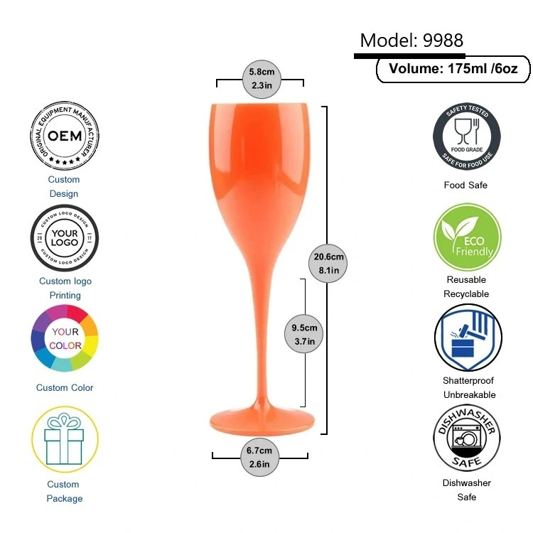 Bst Personalized Champagne Cups High Quality Custom Plastic White Wine Glasses Goblet Wine Glass