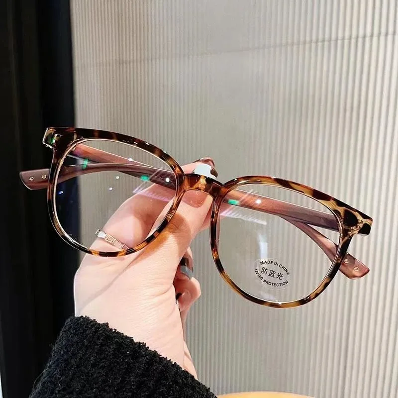 Vintage Tr90 Anti-Blue Light Eyeglasses Women Computer Goggles Optical Spectacle Eyewear Korean Fashion Wood Leg Plain Glasses