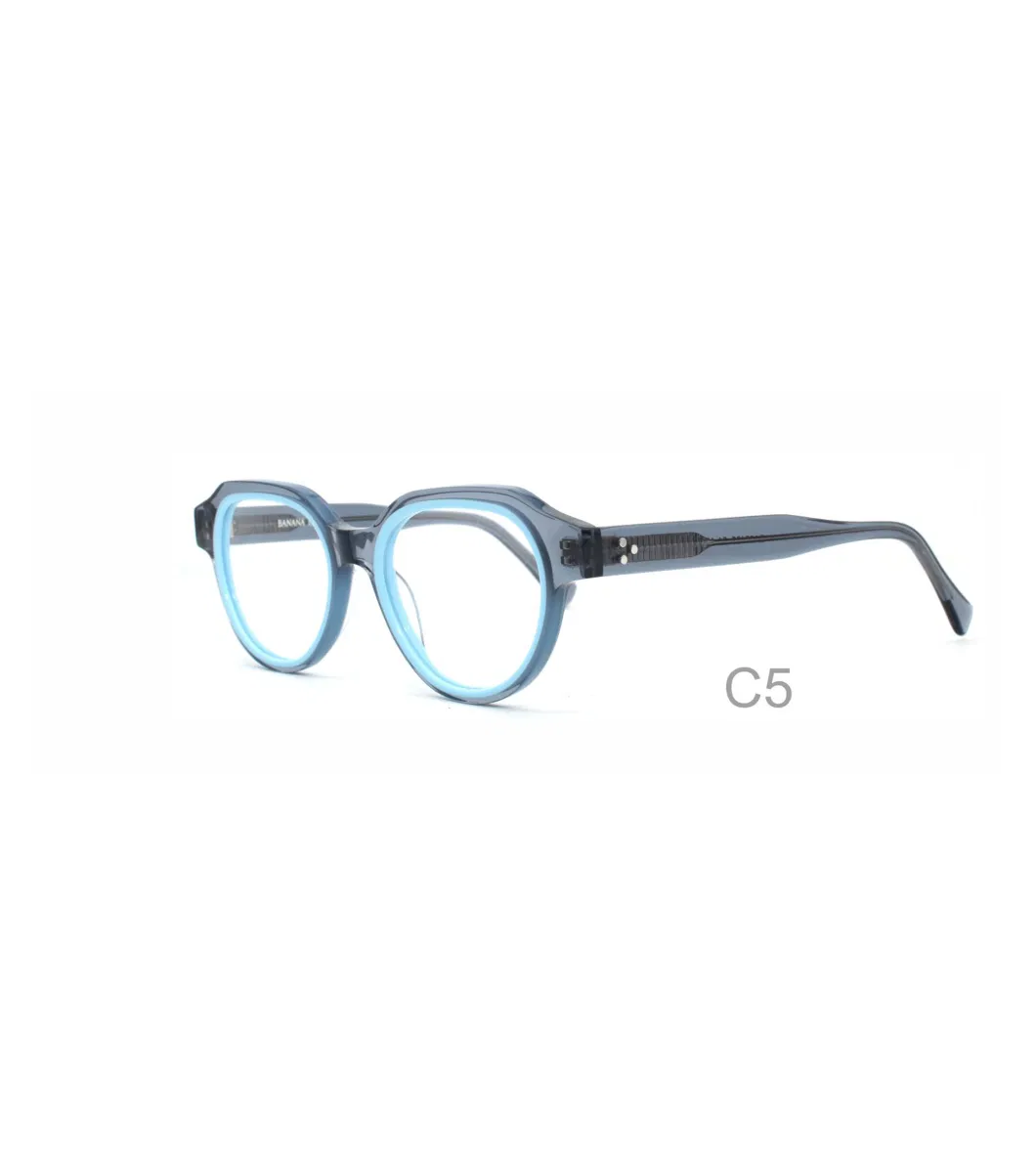 Unisex Round Vintage Lamination Acetate Eyeglasses Frames