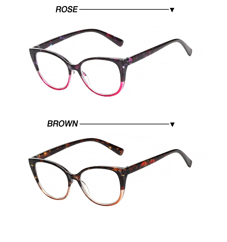 Hand Made Design Logo Painting Cat Eye Reading Glasses with Comfortable Spring Hinge