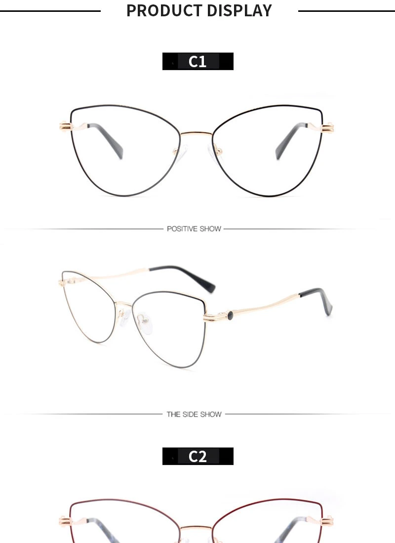 Fashion Optical Frames High Quality Rimless Optical Frames Metal Optical Glasses Frames Cat Eye Frames Optical Women Glass