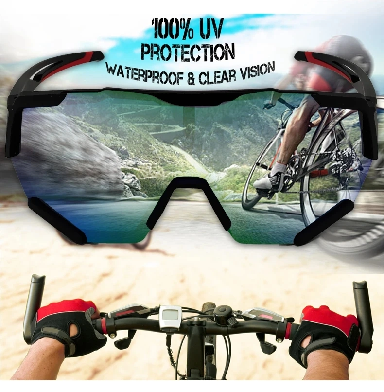 Photochromic Sports Sunglasses Polarized Interchangeable Lens Sun Glasses Sport Cycling Bicycle Glasses