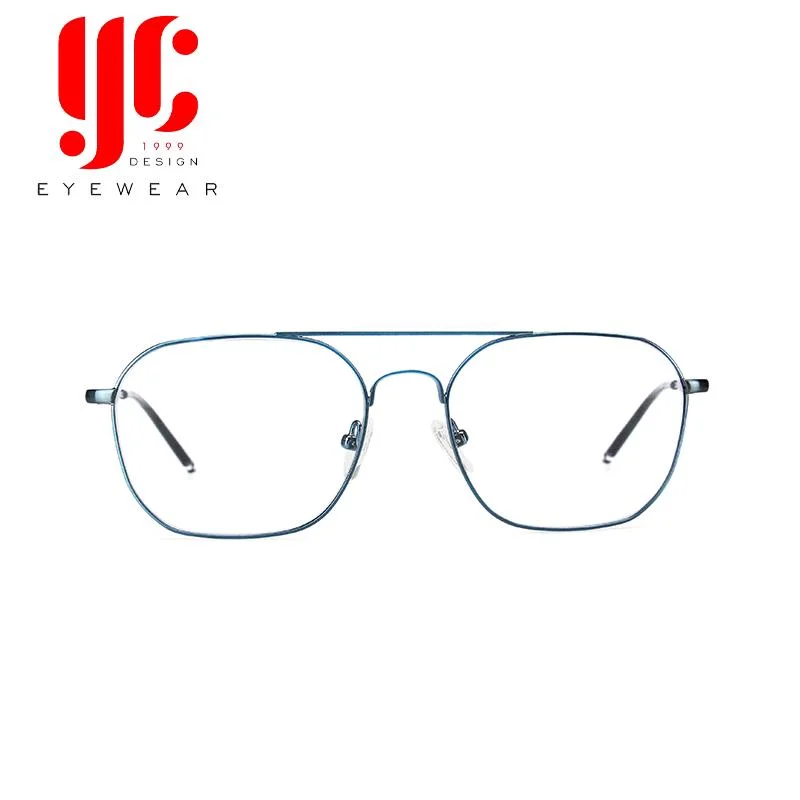 Double Bride Pilot Big Square Frame Reading Glasses Metal Optical Eyewear