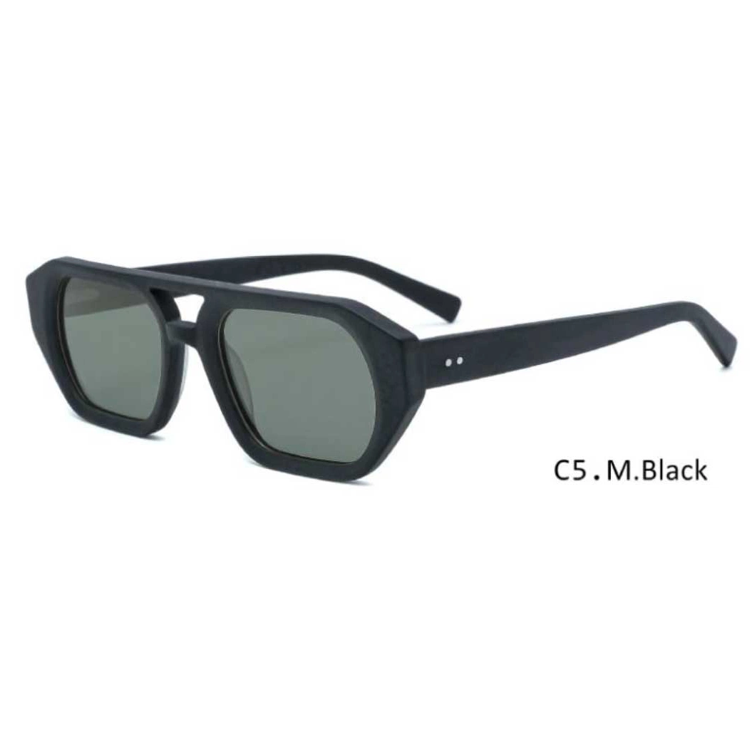 Acetate Geometric Shades Polarized Double Bridge Fashion UV400 Block Sunglasses