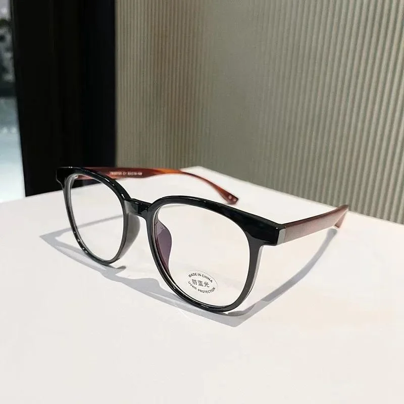 Vintage Tr90 Anti-Blue Light Eyeglasses Women Computer Goggles Optical Spectacle Eyewear Korean Fashion Wood Leg Plain Glasses