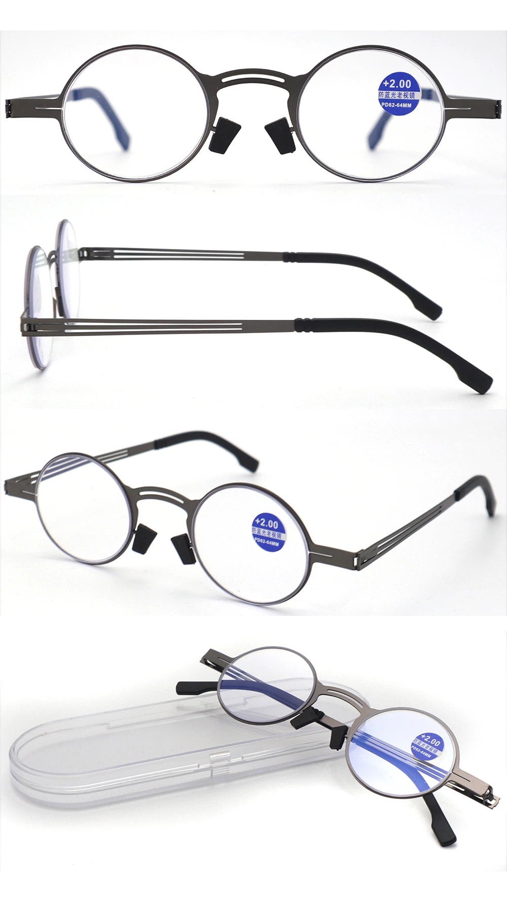 Ultralight Portable Mens Reading Glasses Blue Light Blocking Metal Reading Glasses Factory