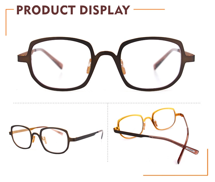 Simple Square Portable Metal Optical Frame Handmade Reading Glasses