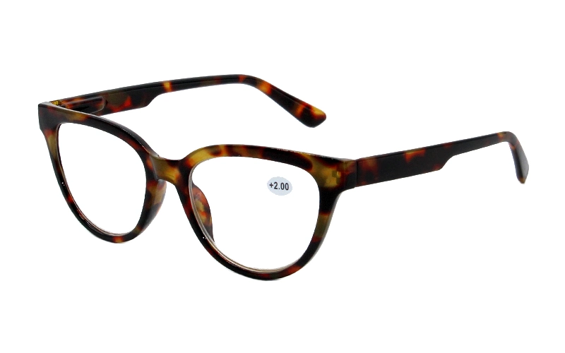 Transparent Round Unobvious Cat Eye Spring Hinge Uneven Temple Reading Glasses