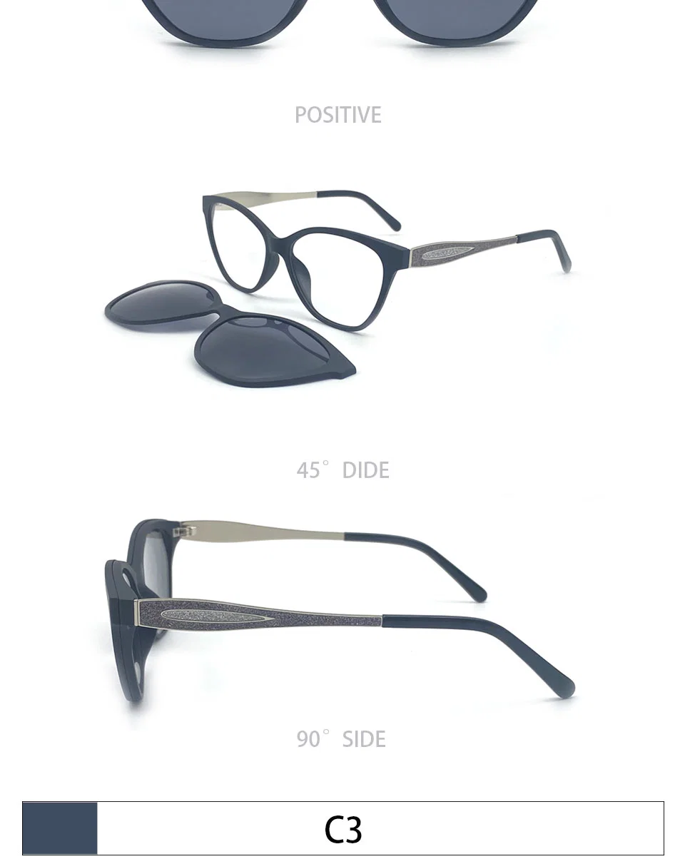 High-End Ultem Clip on Sunglasses Models Fashion Eyewear