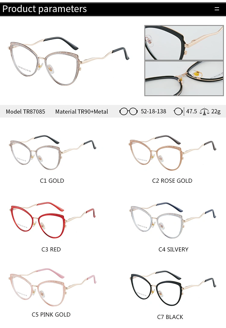 Unisex New Metal Tr90 Frame Filter Eyewear Blue Light Blocking Glasses for Computer Screen Protection