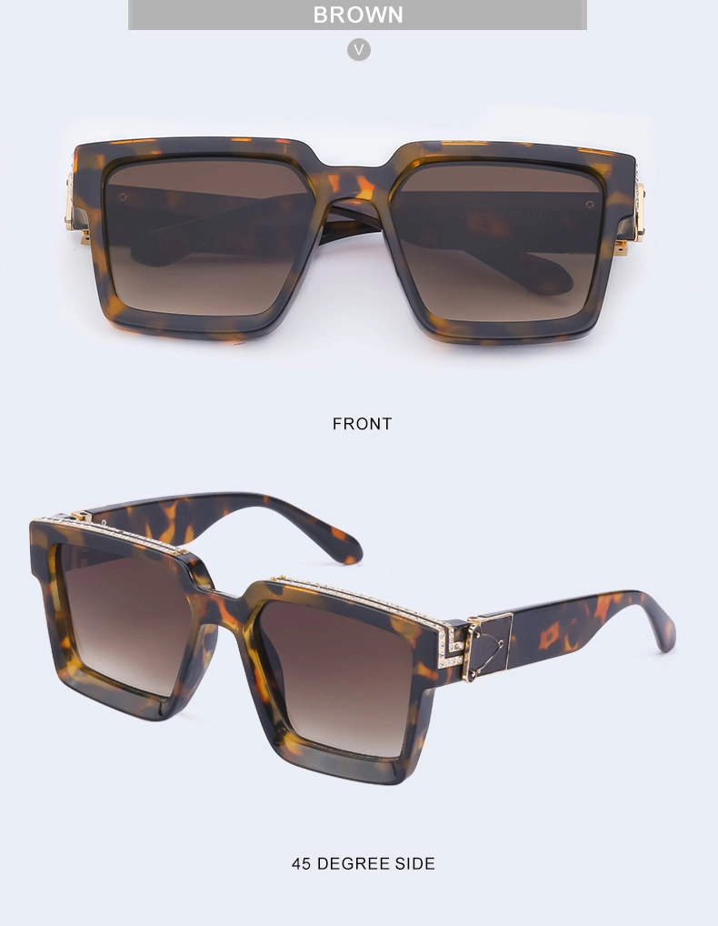 Luxury Over Size Female Shades Sunglasses Womens PC Big Frame Sun Glasses Popular Leopard Square Men Sunglasses for Men