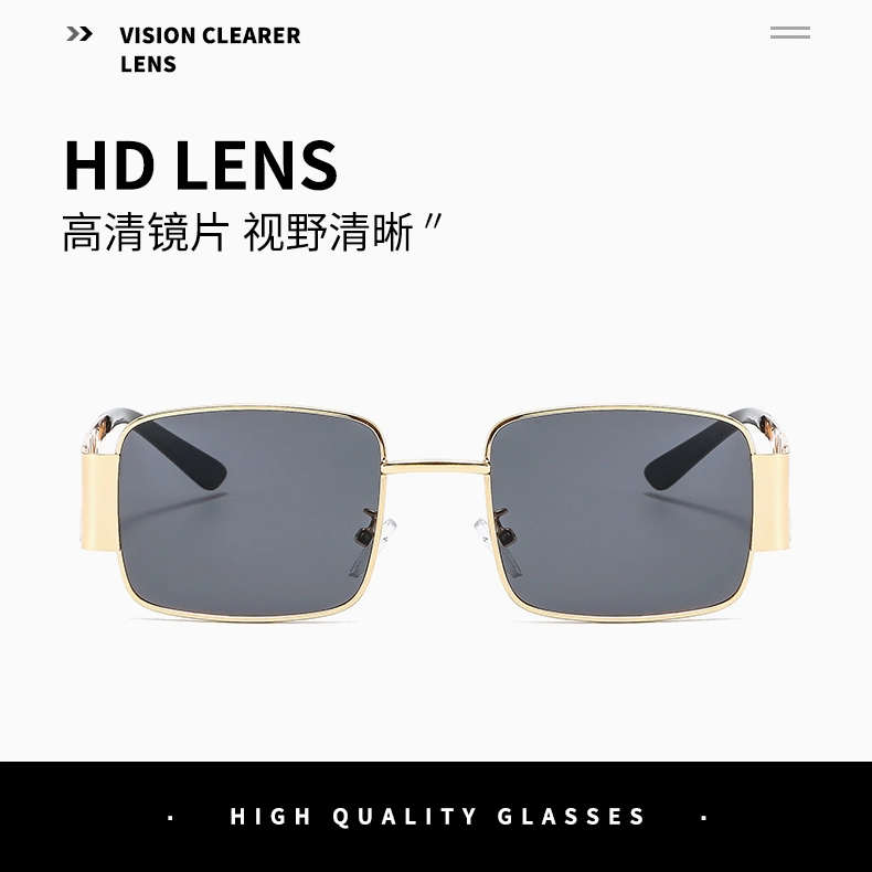Gold Metal Sunglasses Men UV400 Hollow Decoration Male Square Women Designer Sun Glasses Summer