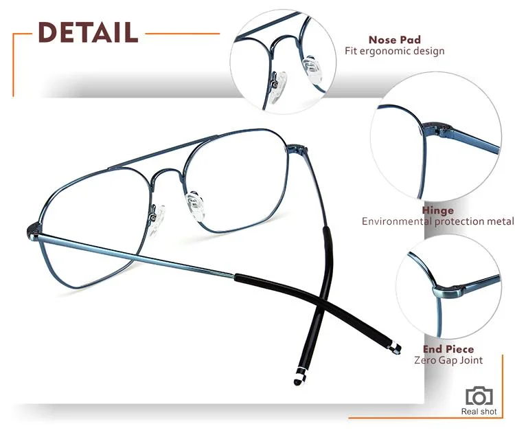 Double Bride Pilot Big Square Frame Reading Glasses Metal Optical Eyewear