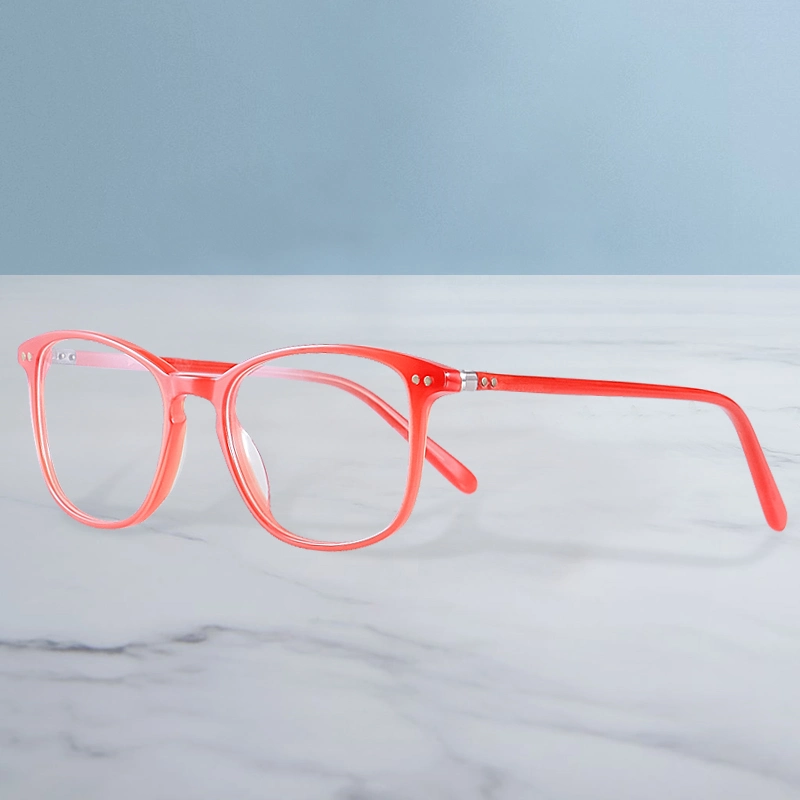 Newest Design Real Rivets Hinge Temples Fashionable Red Optical Acetate Frame