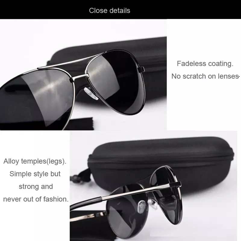 Stock Sun Glasses UV 400 Mens Retro Metal Vintage Driving Finishing Polarized Sunglasses with Case