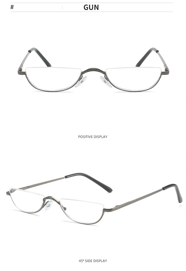 Half Frame Reading Glasses Spring Hinges for Men Women Slim Half Moon Lens Readers Metal Semi Rimless Eyewear