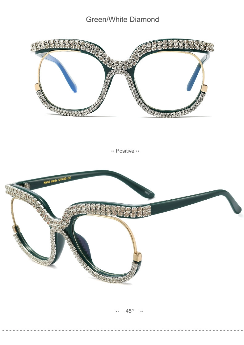 Women Mens Newest Wholesale Metal Anti Blue Light Glasses Rhinestone Computer Metal Frame Reading Glasses