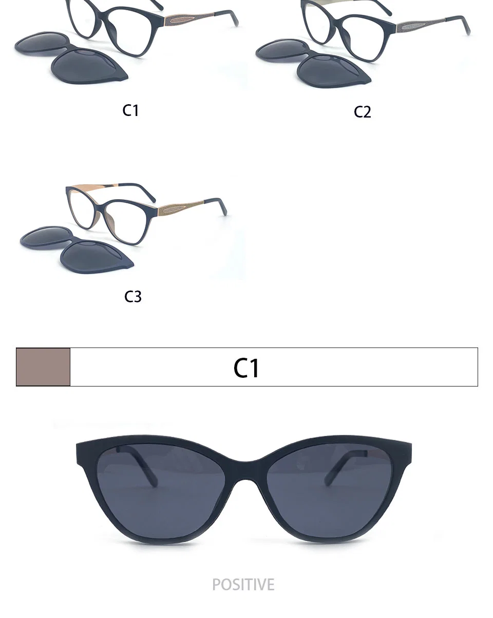 High-End Ultem Clip on Sunglasses Models Fashion Eyewear