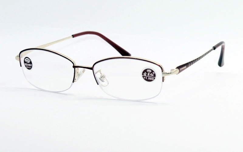 Hot Sales Rectangular Half Frame Gold Metal Glasses Frame Eyeglasses Reading Glasses