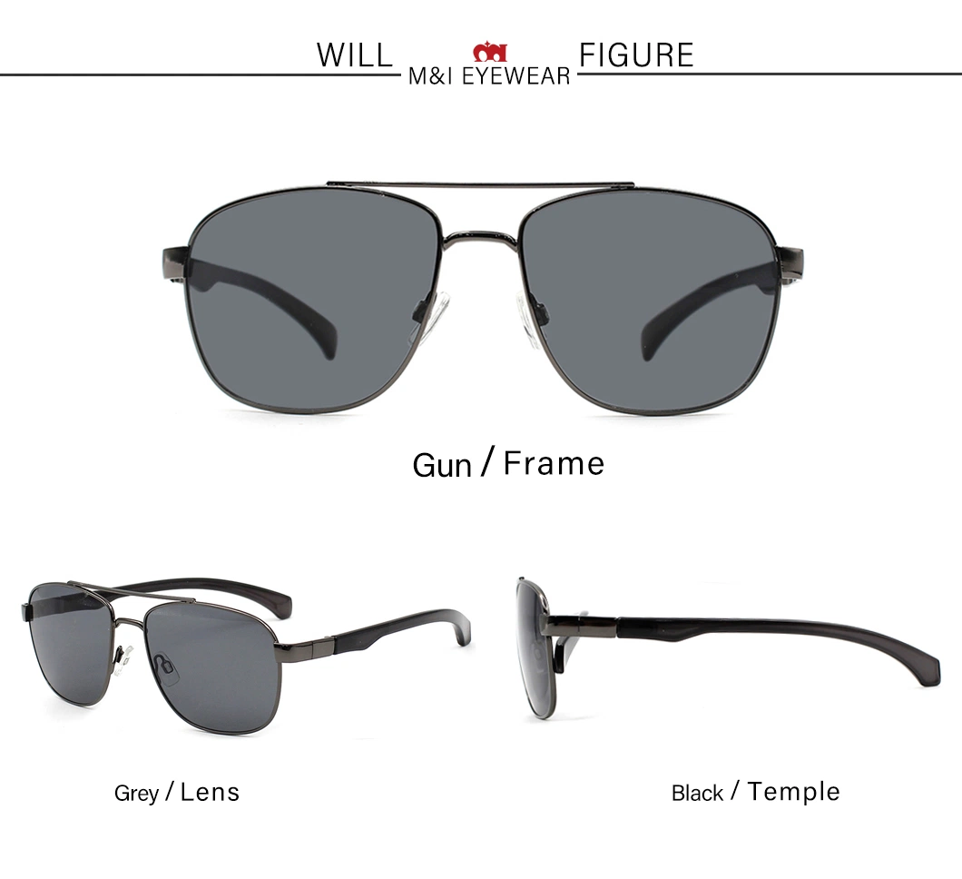 Fashion Metal Frame PC Temple Men Pilot Sunglasses China Hot-Sale Polarized Sunglasses