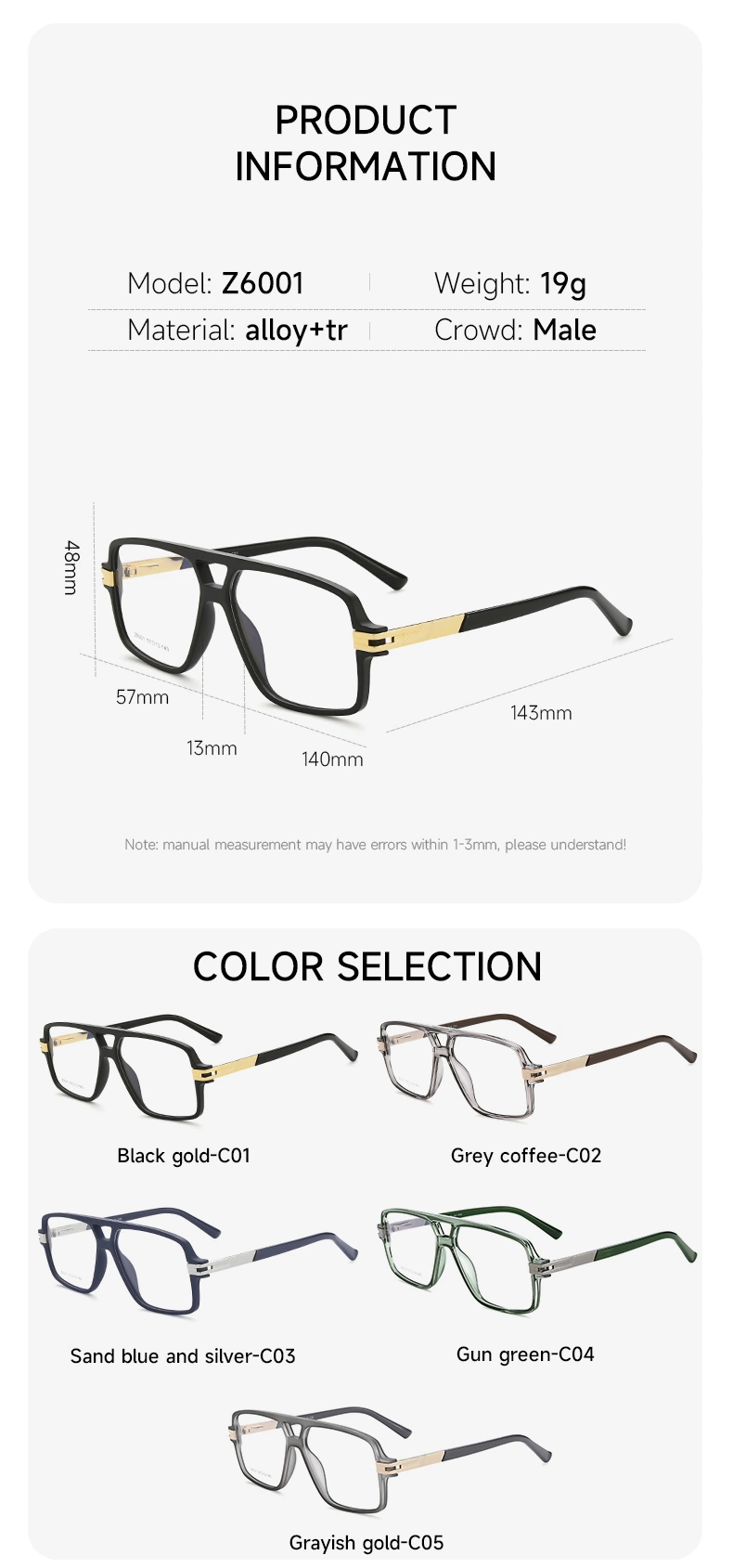 2022 New Arrival Double Bridge Tr90 Glasses Flame Man Glasses Frames for Eye Glasses