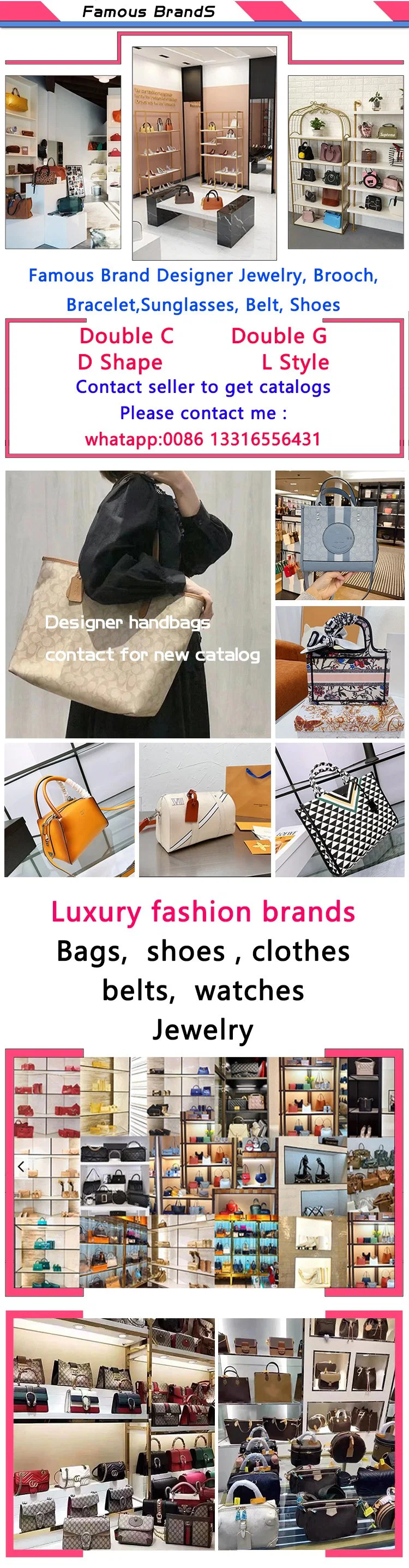Top Luxury Quality Real Leather Famous Branded Luxury Brand Customization