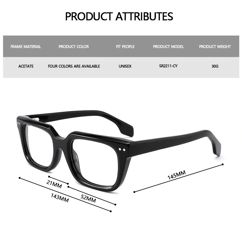 High Quality Unisex Fashion Acetate Blue Light Blocking Reading Custom Designer Eyeglasses Frames Eyewear 2023 Glasses