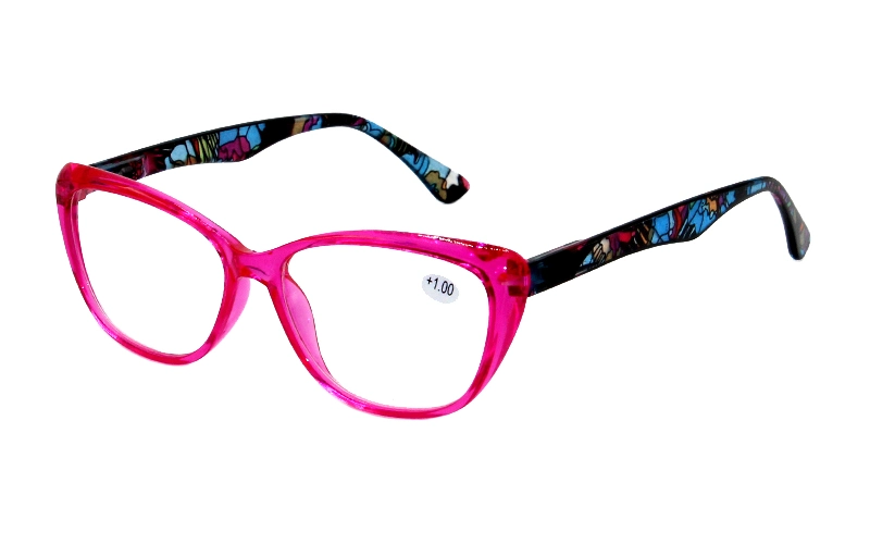 Cat Eye Crystal Colorful Pattern Temples Women Spring Hinge Reading Glasses