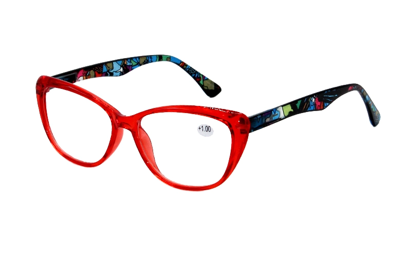 Cat Eye Crystal Colorful Pattern Temples Women Spring Hinge Reading Glasses