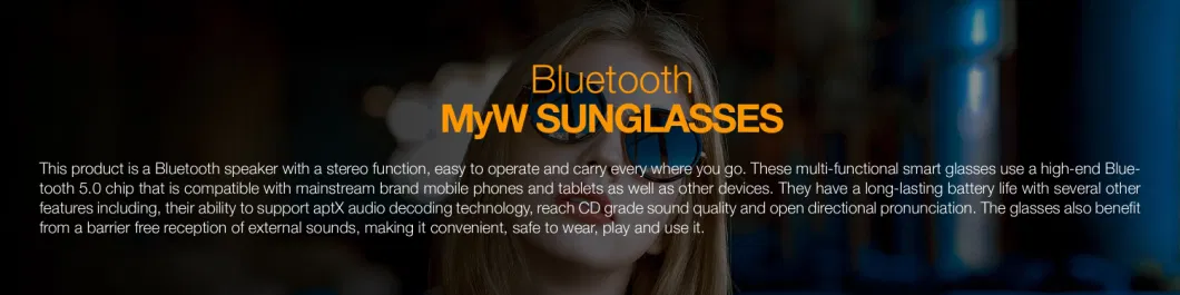 2022 Myw New Anti-Blue Light Wireless Sports Waterproof Running Smart Bluetooth Glasses